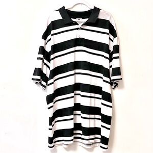 Beyond Limit Men's Black and White Striped Polo Shirt Short Sleeve Size 4XL